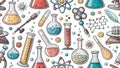 Colorful Chemistry and Laboratory Equipment Seamless Pattern for Educational and Scientific Designs Royalty Free Stock Photo