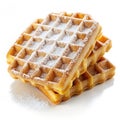 Golden Waffles with Sugar on Clean White Background Royalty Free Stock Photo