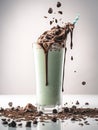 Mint chocolate chip milkshake Royalty Free Stock Photo