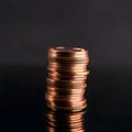 AI-Generated Tall Stack of Copper-Colored Coins Royalty Free Stock Photo
