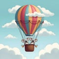 AI Generated: Two Koalas in a Hot Air Balloon Flying Among Clouds Royalty Free Stock Photo