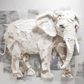 an elephant made from torn paper layers