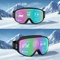 AI-generated image featuring smart ski goggles with a digital interface displayed on Royalty Free Stock Photo