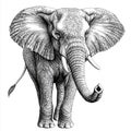 Vector Hand-Drawn Elephant Standing with Ethnic Patterns Royalty Free Stock Photo