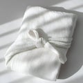 AI-Generated Image of Folded White Fabric Tied with a Knot and Textured Ribbed Pattern Royalty Free Stock Photo