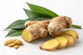 Fresh ginger root isolated on white surface Royalty Free Stock Photo