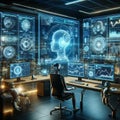 AI-Generated Image of a Futuristic AI-Powered Workspace