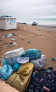 AI generated image of garbage on a beach Royalty Free Stock Photo