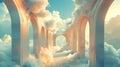 Gates of Heaven. 3d illustration of an archway in the sky with white clouds. Royalty Free Stock Photo