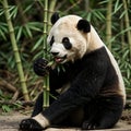 AI generated image of a giant panda enjoying bamboos