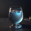 AI generated image of a glass of blue water with bubbles Royalty Free Stock Photo