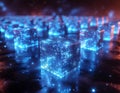 Futuristic Digital Data Cubes with Blockchain and AI Technology Concept Royalty Free Stock Photo