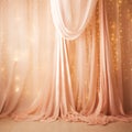 golden pink curtain cascading tulle drapes