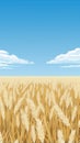 A golden wheat field under a blue sky with white clouds in the background Royalty Free Stock Photo