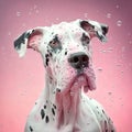 Ai generated image of a great dane taking a bath