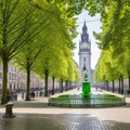 AI generated image of a green city central square