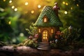 Green leprechaun house in a magic forest