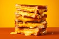 Grilled Cheese tasty fast food street food for take away on yellow background