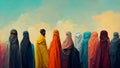 AI generated image of group of diverse people in different talibans