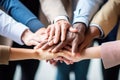 Hands united, Team work, strength together Royalty Free Stock Photo