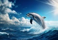 Dolphin jumping in the ocean