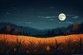 Harvest moon in the night sky vector background Royalty Free Stock Photo