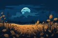 Harvest moonlit night vector background Royalty Free Stock Photo