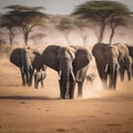 AI generated image of a herd of African Elephants in a jungle in Africa Royalty Free Stock Photo