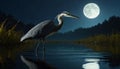 Heron at night Royalty Free Stock Photo