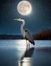 Heron at night Royalty Free Stock Photo