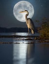 Heron at night Royalty Free Stock Photo
