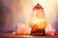 Himalayan salt lamp for relaxation self care background