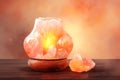 Himalayan salt lamp for relaxation self care background