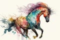 AI generated Image of Horse watercolor painting . AI generated Illustration Royalty Free Stock Photo