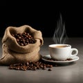 AI-Generated Image: Hot Cup of Coffee with a Cozy Ambiance Royalty Free Stock Photo