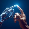 Robot and human touching fingers Royalty Free Stock Photo