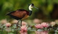ai generated image of Hydrophasianus chirurgus, pheasant-tailed jacana (Hydrophasianus)(Jacanidae) Royalty Free Stock Photo