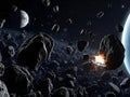 Asteroid Field Collision: A Dramatic Space Rock Impact Royalty Free Stock Photo