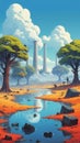 AI generated image of impactful illustration depicting the devastating effects of climate change