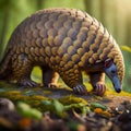 AI generated image of an Indian Pangolin deep in a forest