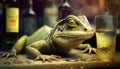 Drunk Lizard in Pub, AI Generated