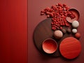 AI generated image - interior design moodboard in red colors tones