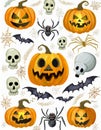 Set of cartoon halloween objects