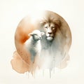 Jesus, the lion, the lamb of God. Digital watercolor painting Royalty Free Stock Photo