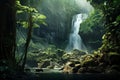 A jungle hike to discover hidden waterfalls realistic tropical background