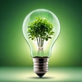 AI generated image of a green energy lightbulb