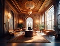 AI Generated image of an Office interior with Arabian Decorations Royalty Free Stock Photo
