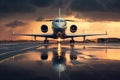Luxury Private jet, front view on `runaway Royalty Free Stock Photo