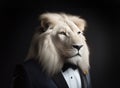 Ai generated image of a male lion wearing a tuxedo