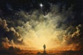 Faith. Heavenly background. Man facing the heavens Royalty Free Stock Photo